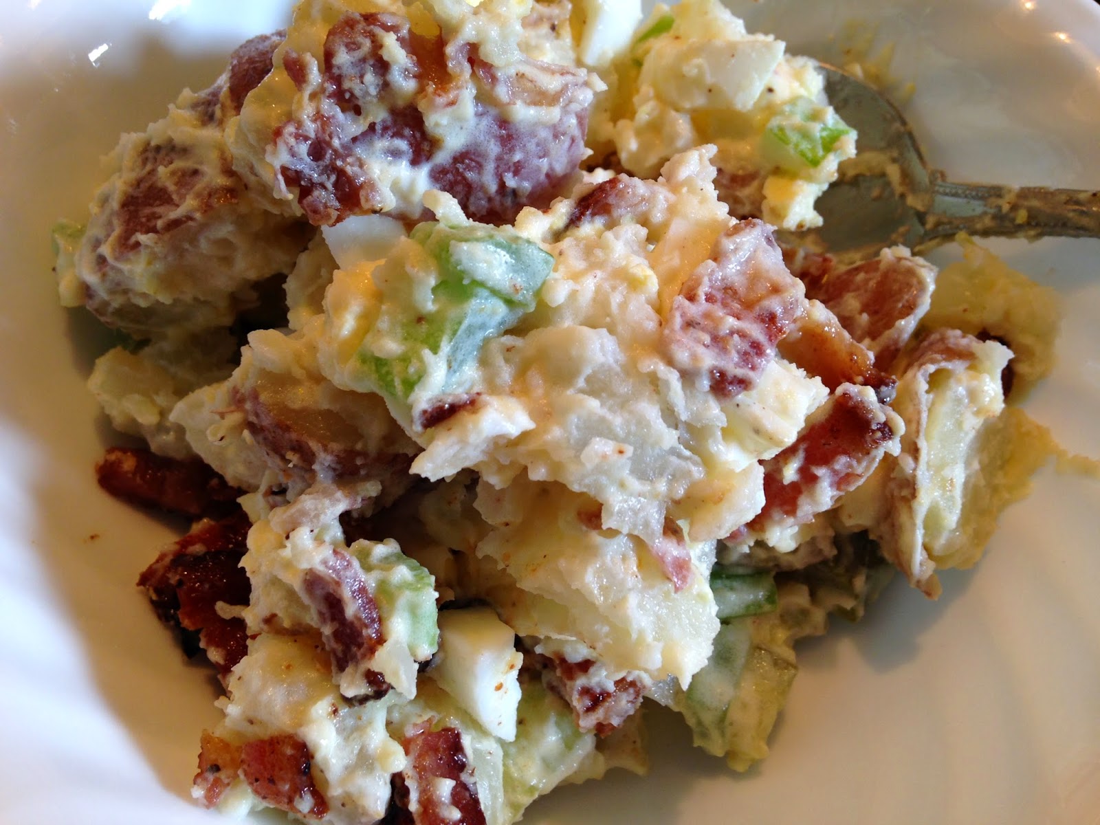 red potato salad with bacon and eggs